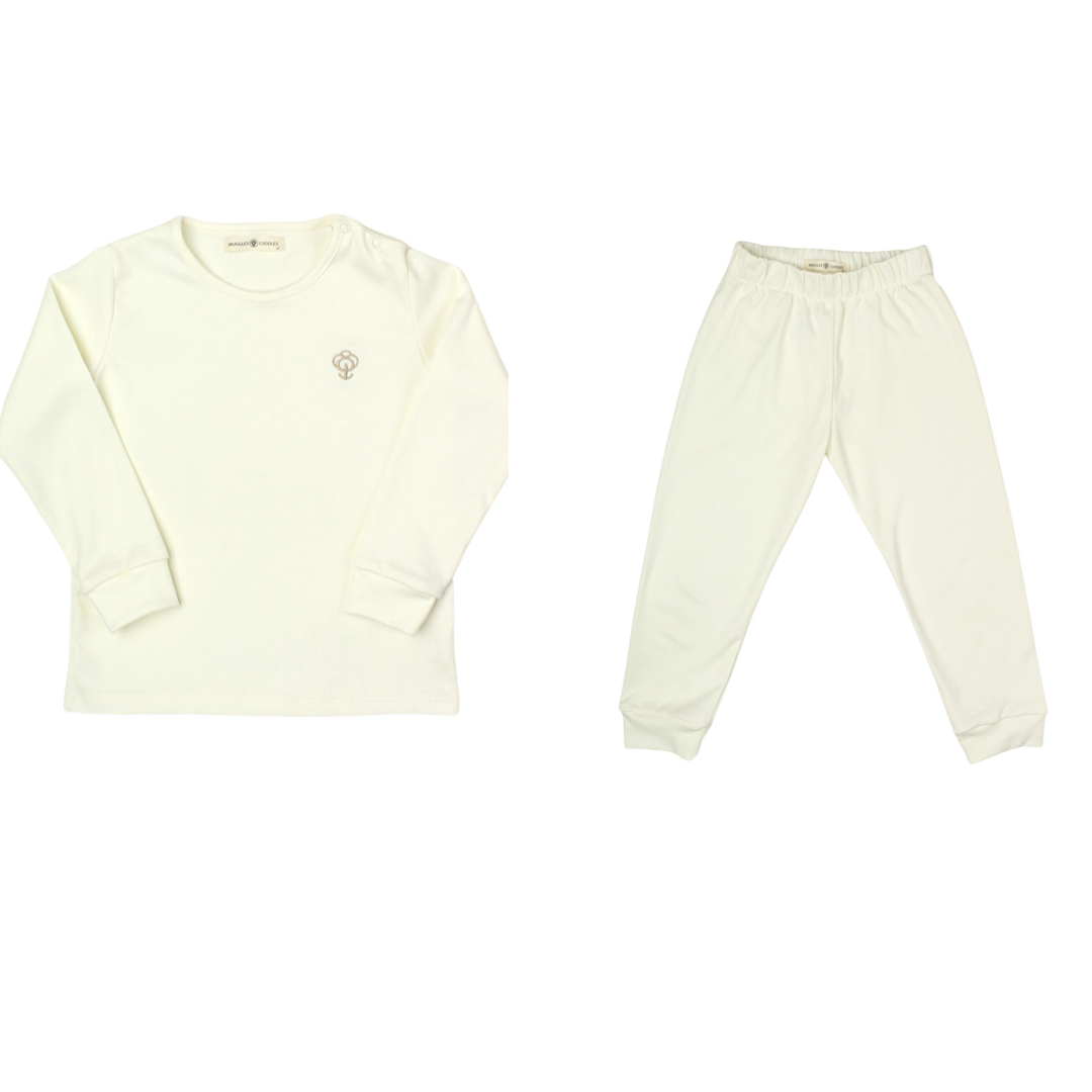 Cream Pajama Set in Organic Pima Cotton
