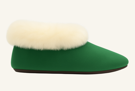 Alpaca Fur Baby and Kids Booties Slippers in Emerald Green