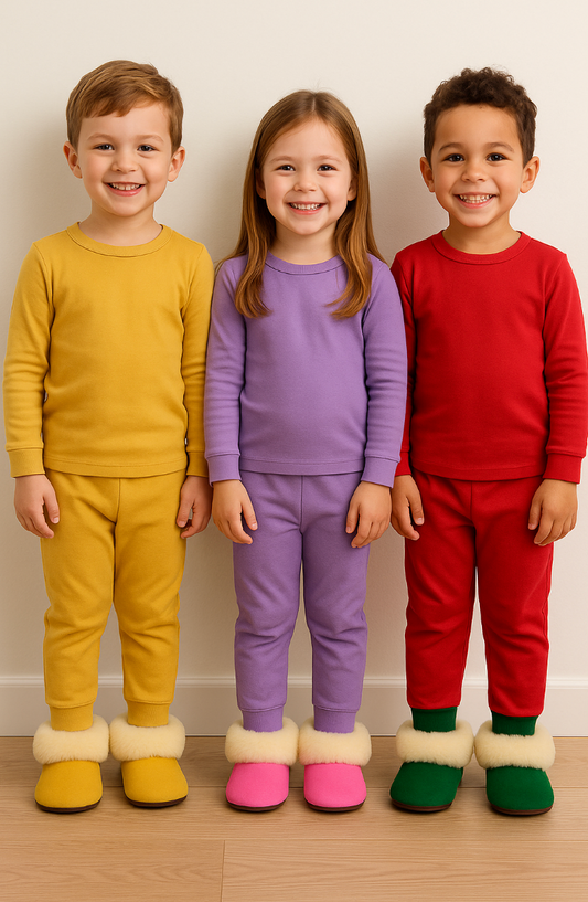 Alpaca Fur Baby and Kids Booties Slippers in Golden Honey