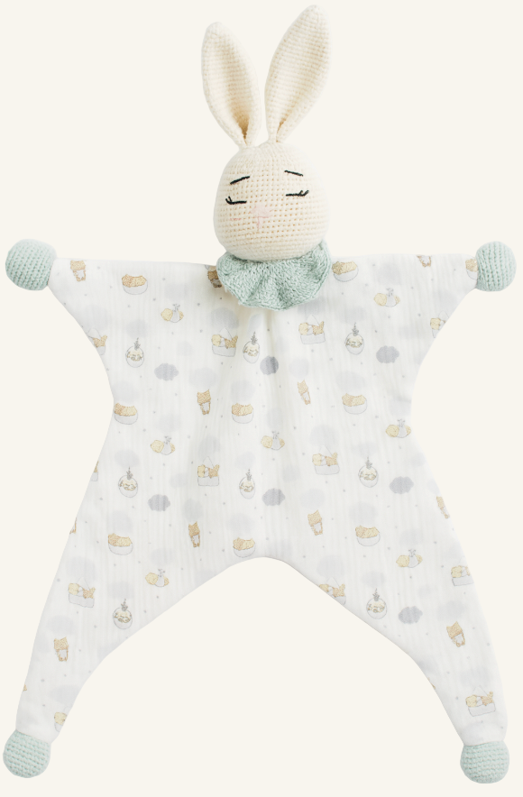 Handmade Bunny Lovey – Crocheted Comfort Blanket in Soft Cotton