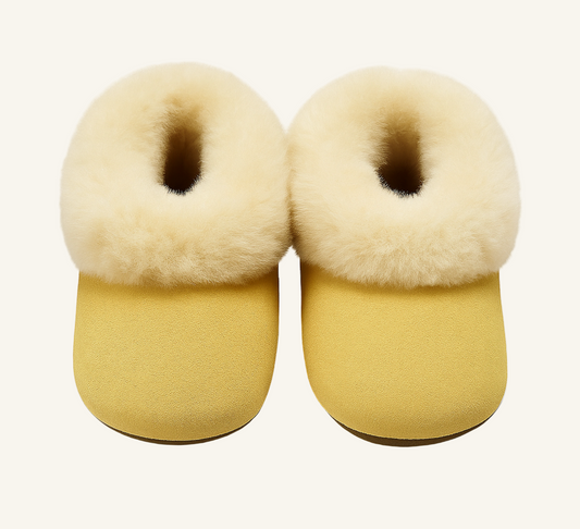 Alpaca Fur Baby and Kids Booties Slippers in Golden Honey