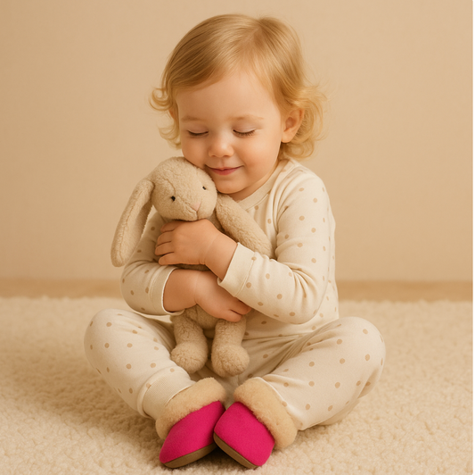 Alpaca Fur Baby and Kids Booties Slippers in Fuchsia Blossom