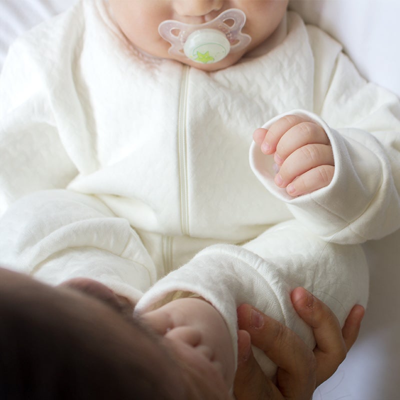 White - Sleep and Play Zipper Footie in Jacquard Cotton