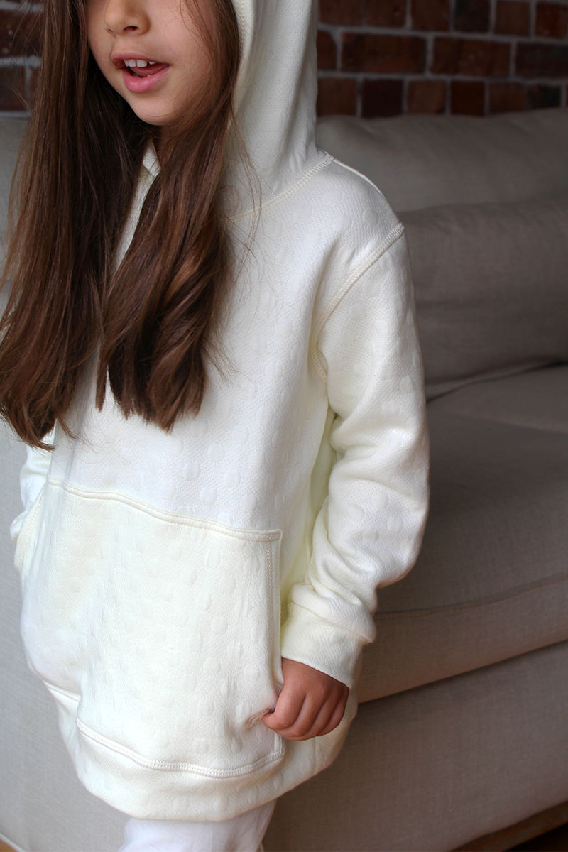 Girl Cream Long Hooded Pocket Jersey 100% Cotton
