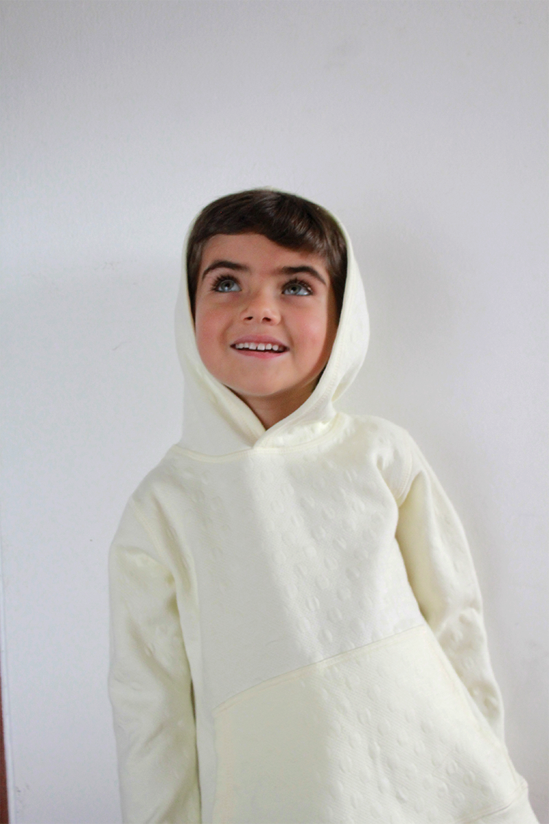 Boy Cream Long Hooded Pocket Jersey 100% Cotton