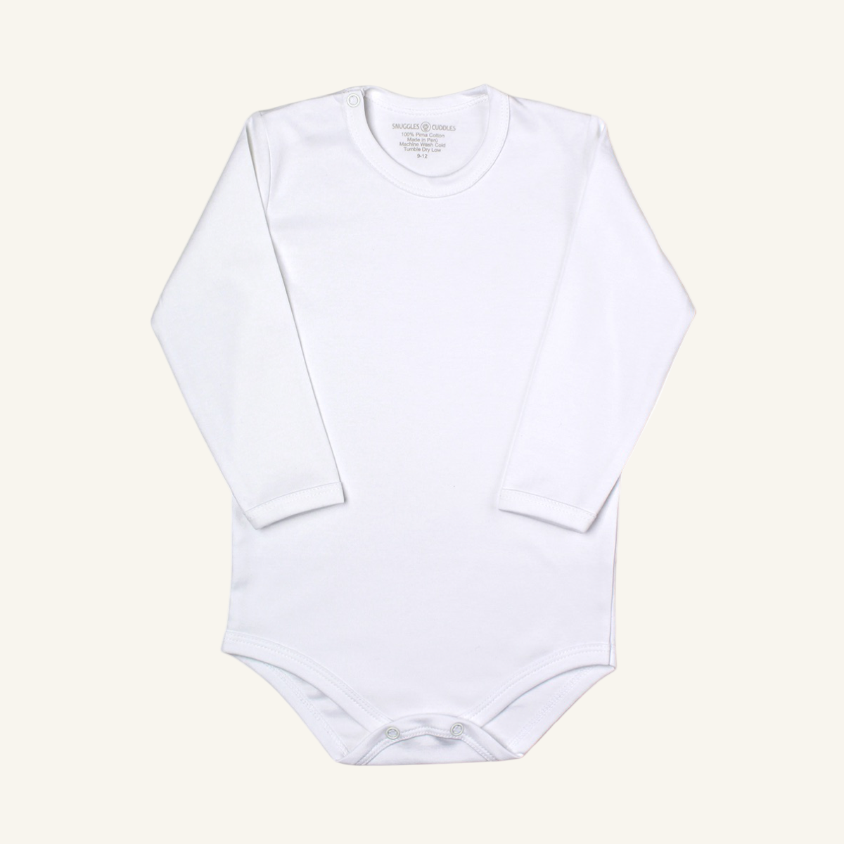 White - Long Sleeve Bodysuit 100% Pima Cotton