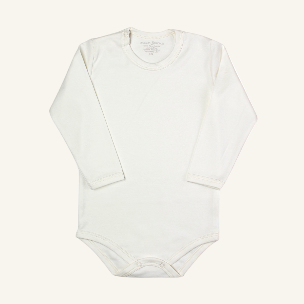 Ivory Long Sleeve Bodysuit 100% Pima Cotton