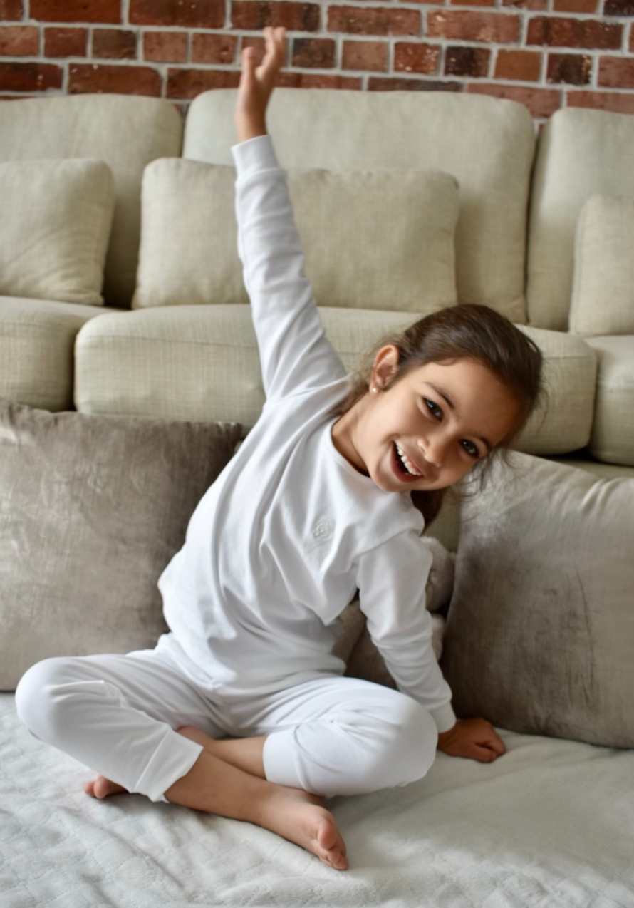 White Pajama Set in Pima Cotton