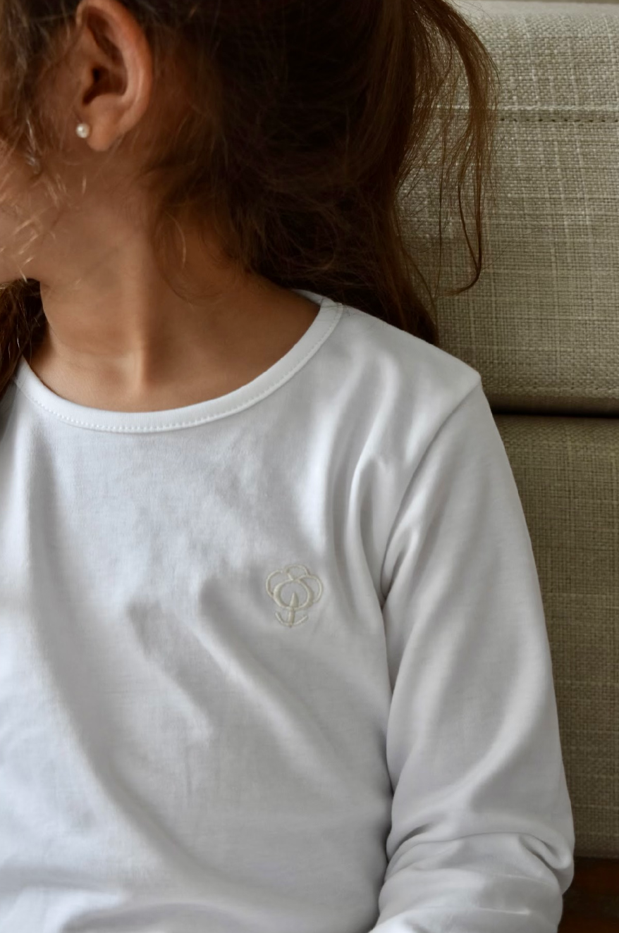 White Pajama Set in Pima Cotton