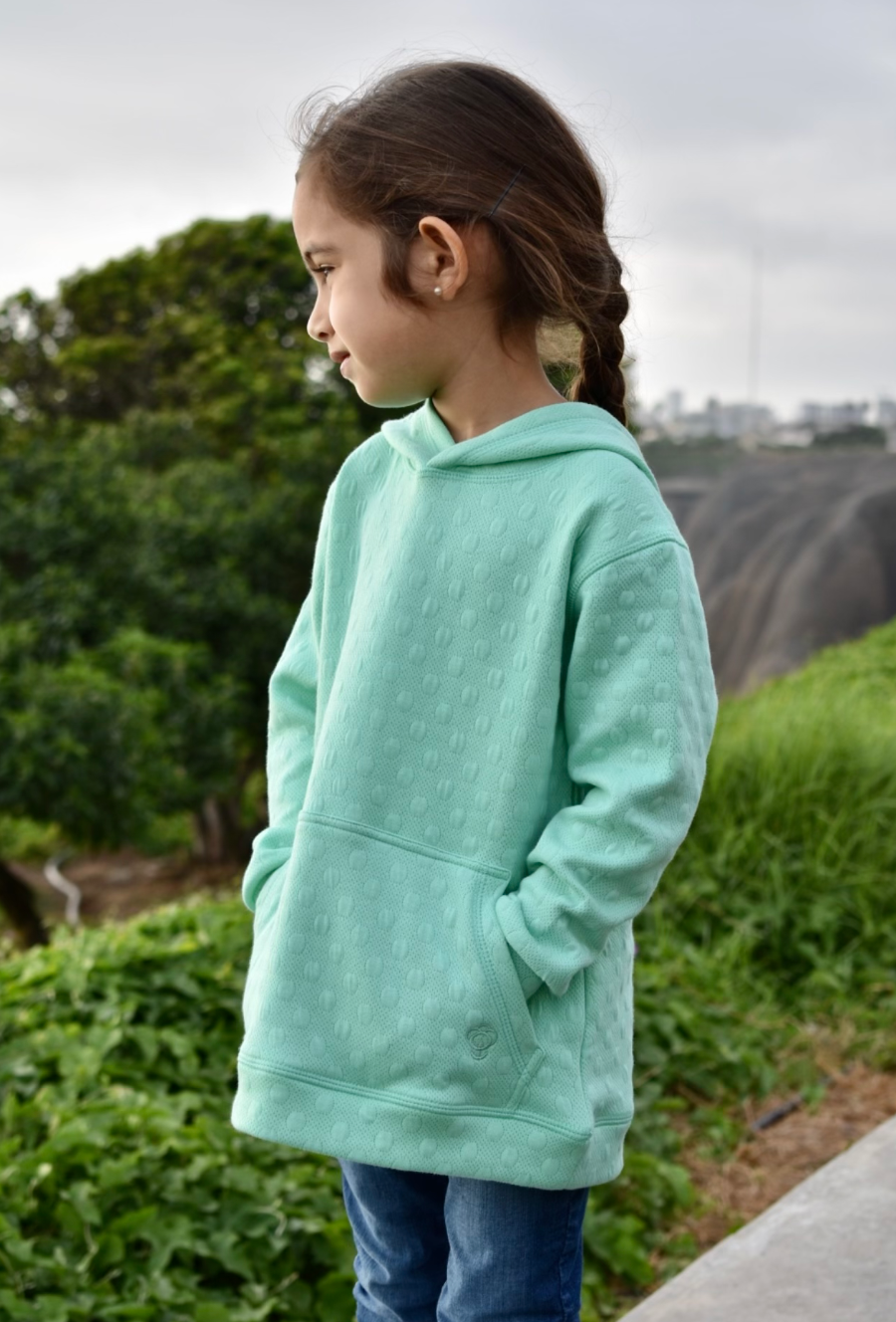 Unisex Mint Long Hooded Pocket Jersey 100% Cotton