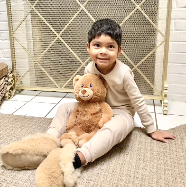 Boy Beige Pajama Set in Pima Cotton