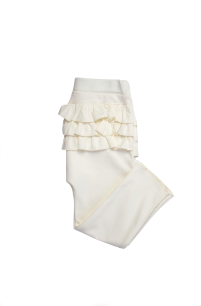 Cream Ruffle Pants - Pima Cotton