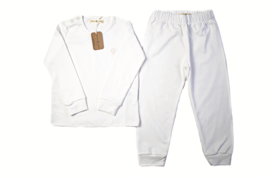 White Pajama Set in Pima Cotton