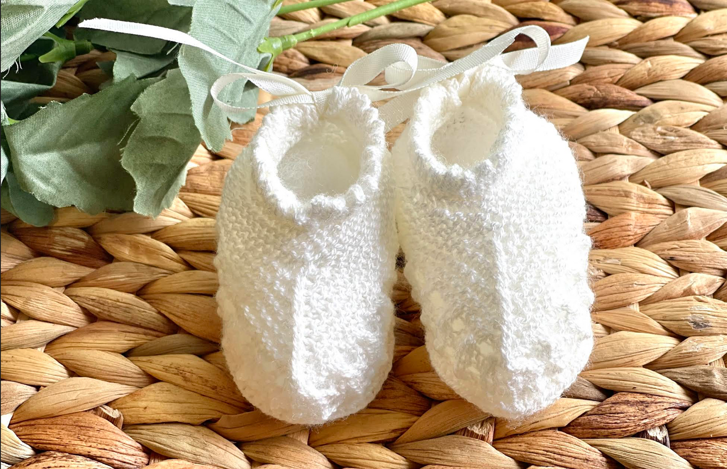 Ivory Hand-Crocheted Baby Shoes in Cotton