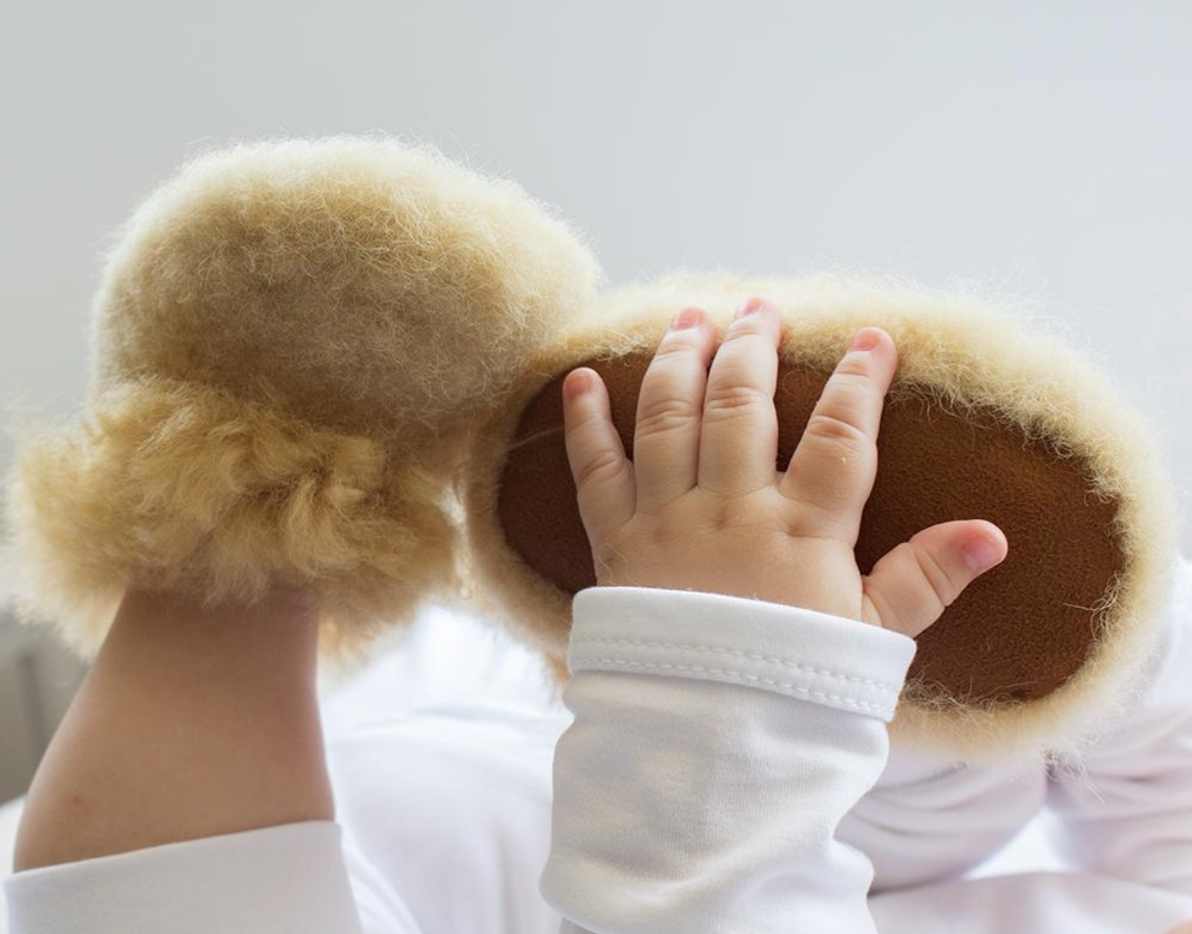 Baby n Kids Baby Alpaca and Merino Fleece Slippers - Tan