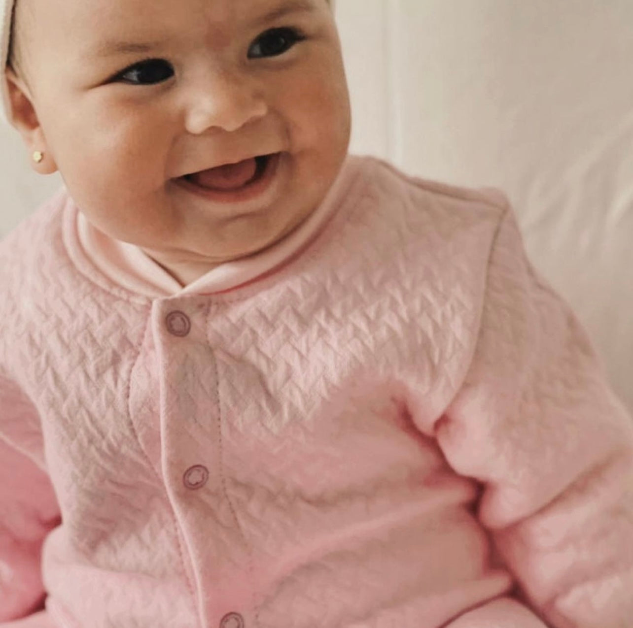 Sleep and Play snap-up footie in Jacquard Cotton - Pink