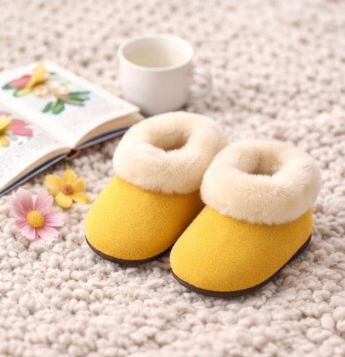 Alpaca Fur Baby and Kids Booties Slippers in Golden Honey