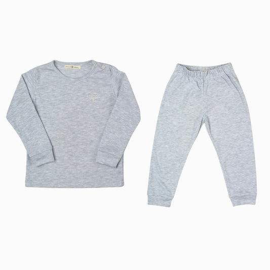 Boy Grey Pajama Set in Pima Cotton - back view