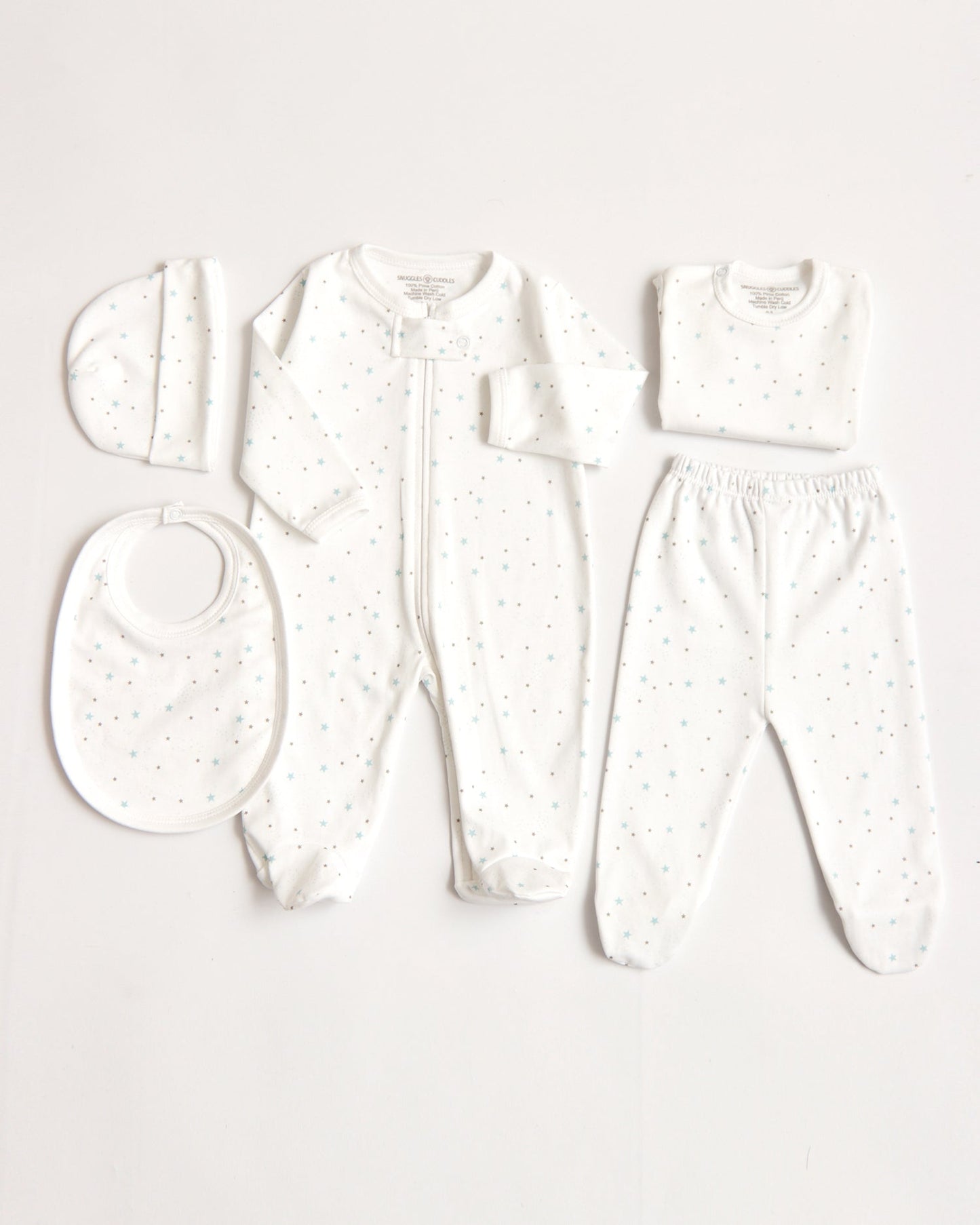Pima Cotton 5 -Piece Newborn Layette Set | Hypoallergenic Baby Gift Set