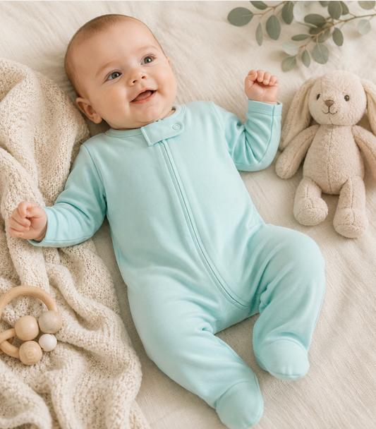 Mint Green Baby Sleeper | Pima Cotton Footie Pajama