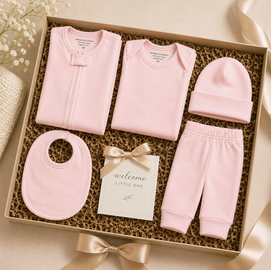 Pima Cotton 5 -Piece Newborn Layette Set | Hypoallergenic Baby Gift Set