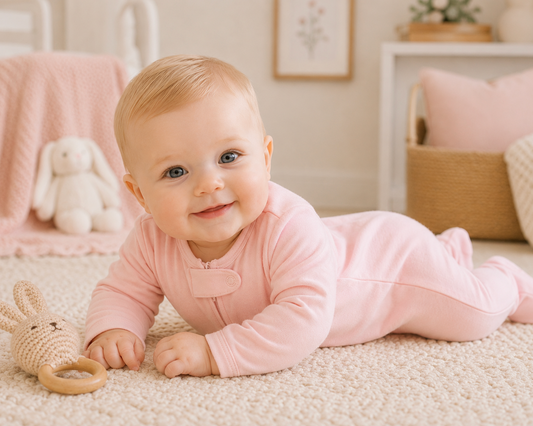 Pink Baby Footie Pajama | 100% Pima Cotton, Hypoallergenic