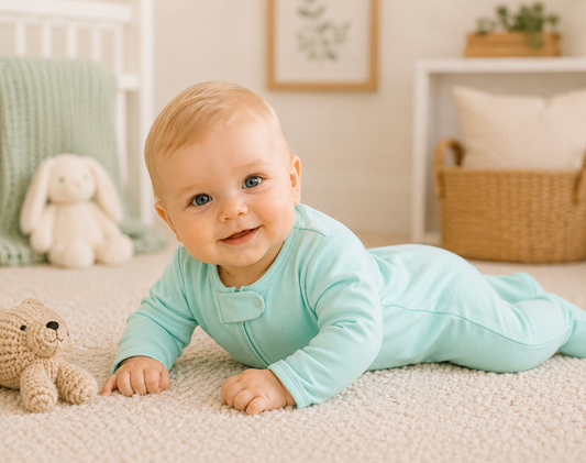 Mint Green Baby Sleeper | Pima Cotton Footie Pajama