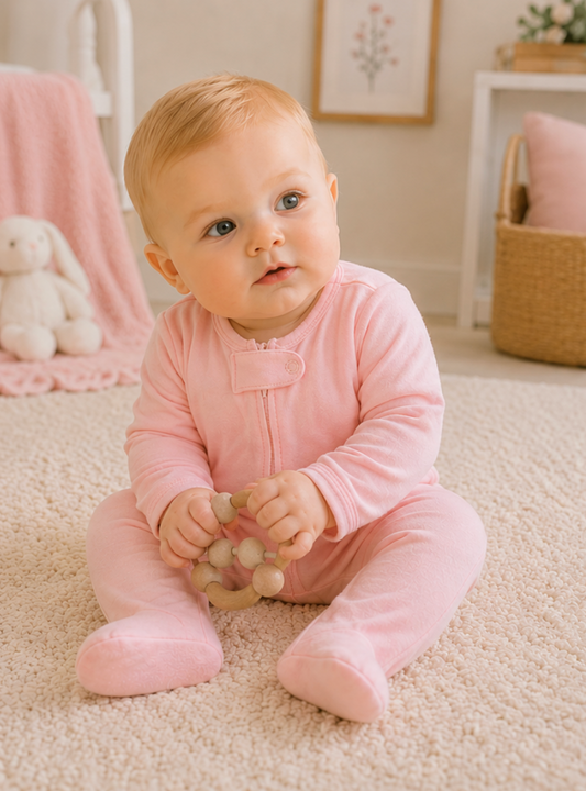 Pink Baby Footie Pajama | 100% Pima Cotton, Hypoallergenic