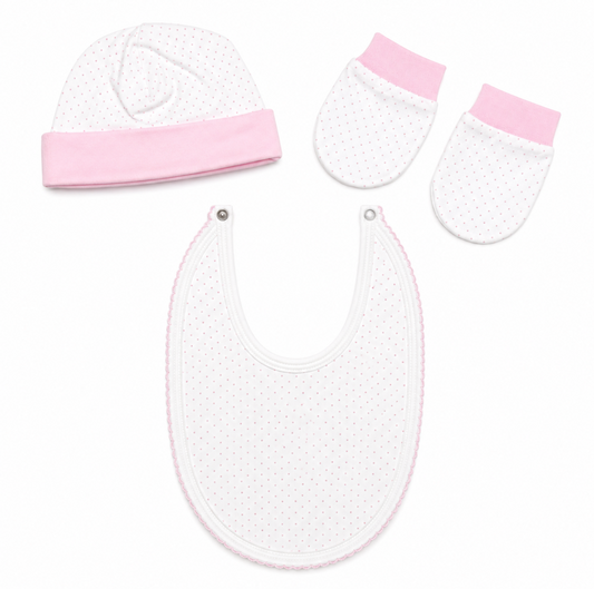 Pink Polka Dot Pima Cotton Essentials Set