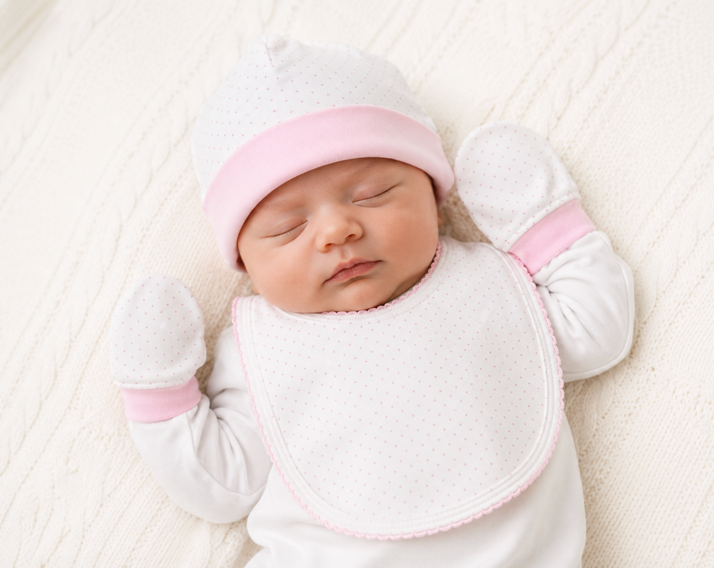 Pink Polka Dot Pima Cotton Essentials Set