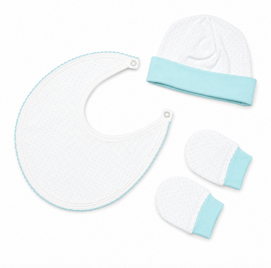 Mint Polka Dot Newborn Gift Set in Pima Cotton