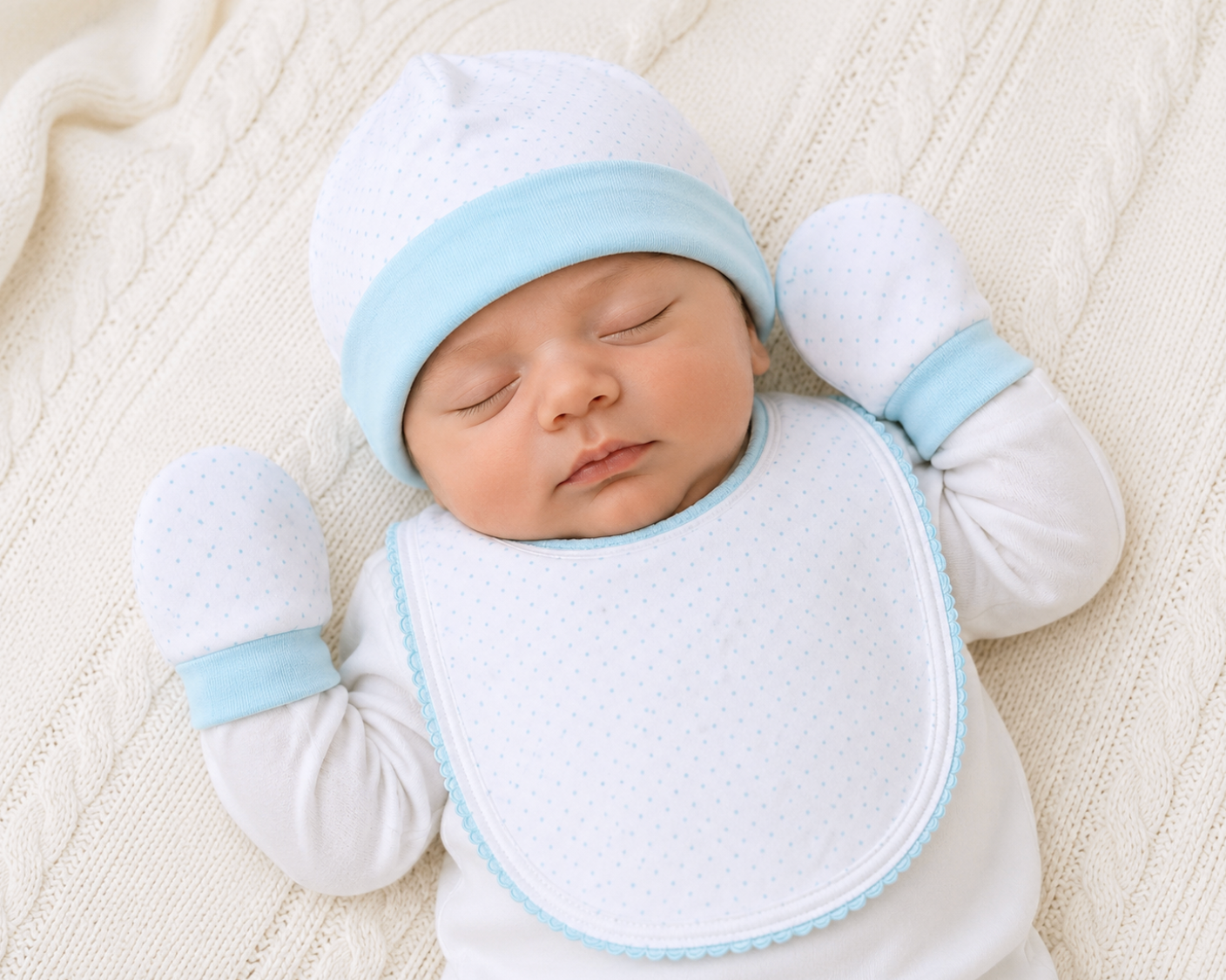 Mint Polka Dot Pima Cotton Essentials Set