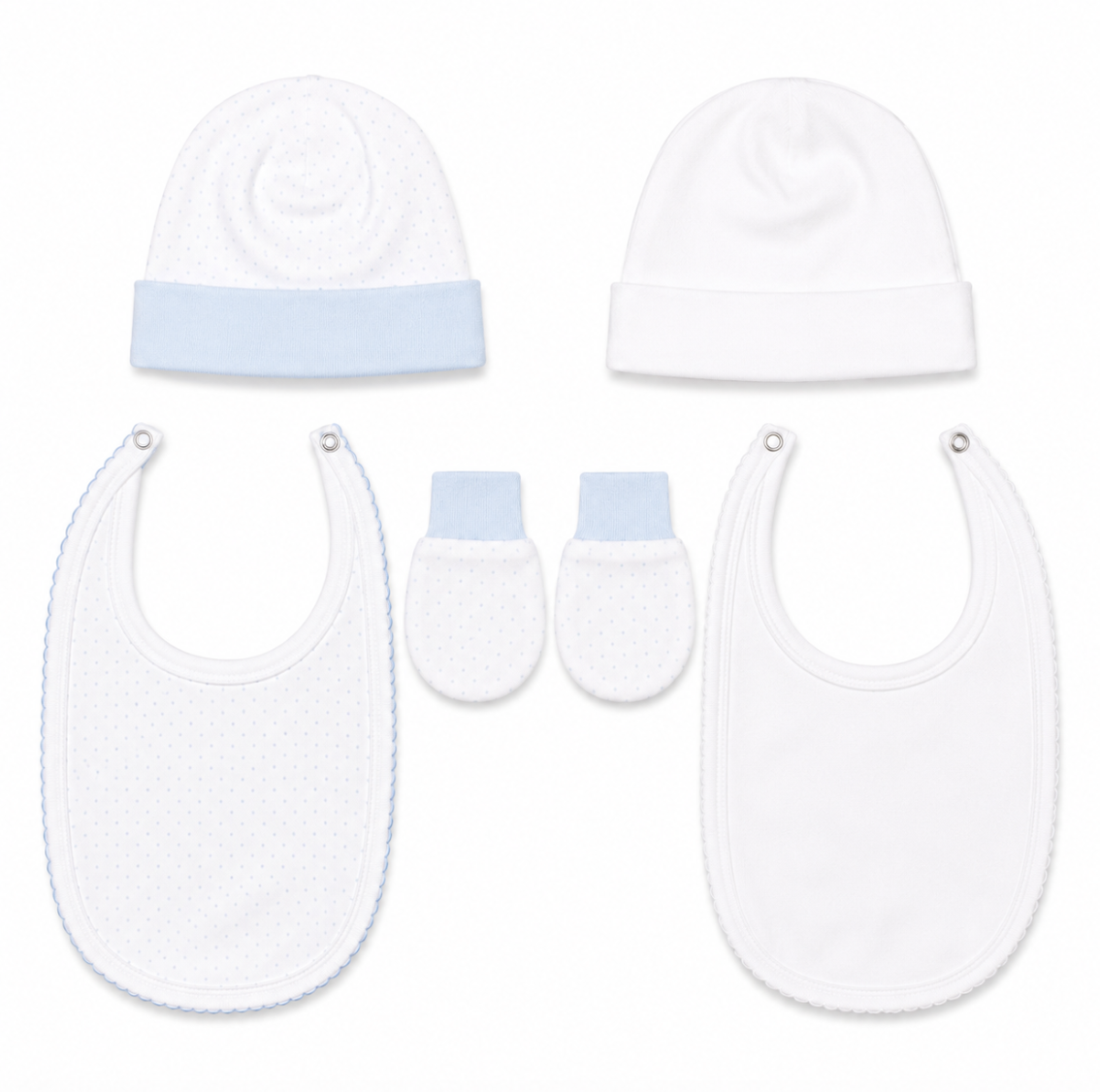 Newborn Deluxe Essentials Gift Set - 2 Bibs, 2 Hats & Mittens