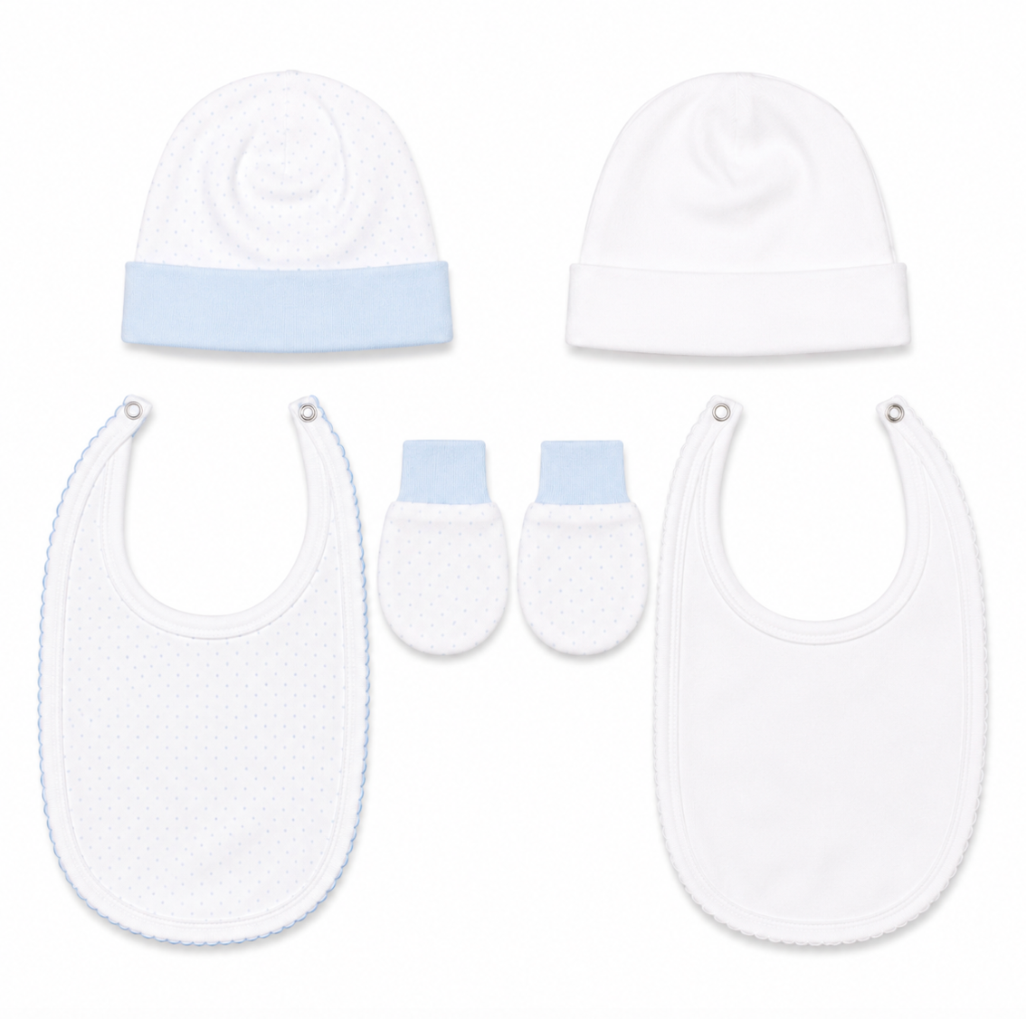 Newborn Deluxe Essentials Gift Set - 2 Bibs, 2 Hats & Mittens