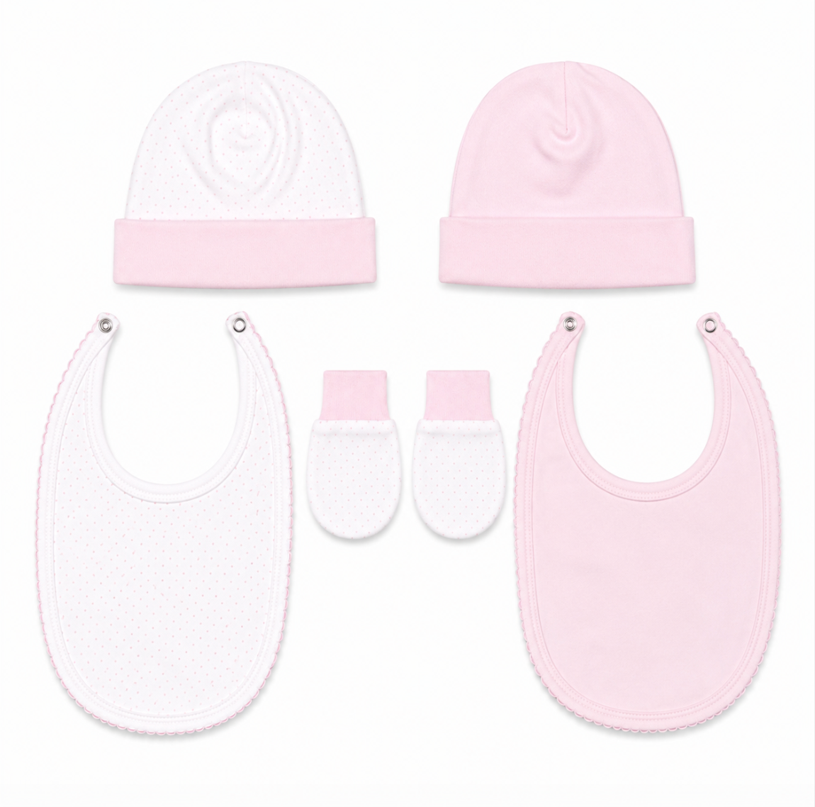 Newborn Deluxe Essentials Gift Set - 2 Bibs, 2 Hats & Mittens