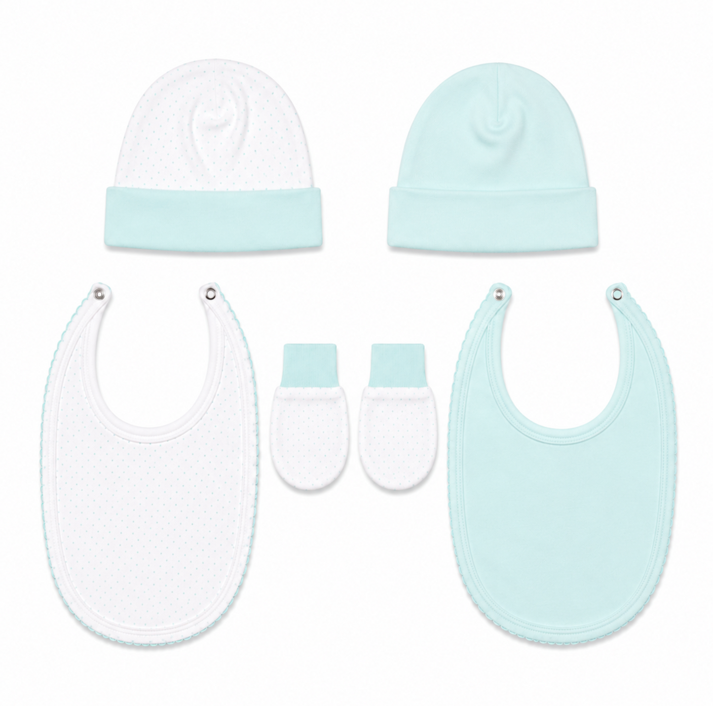Newborn Deluxe Essentials Gift Set - 2 Bibs, 2 Hats & Mittens