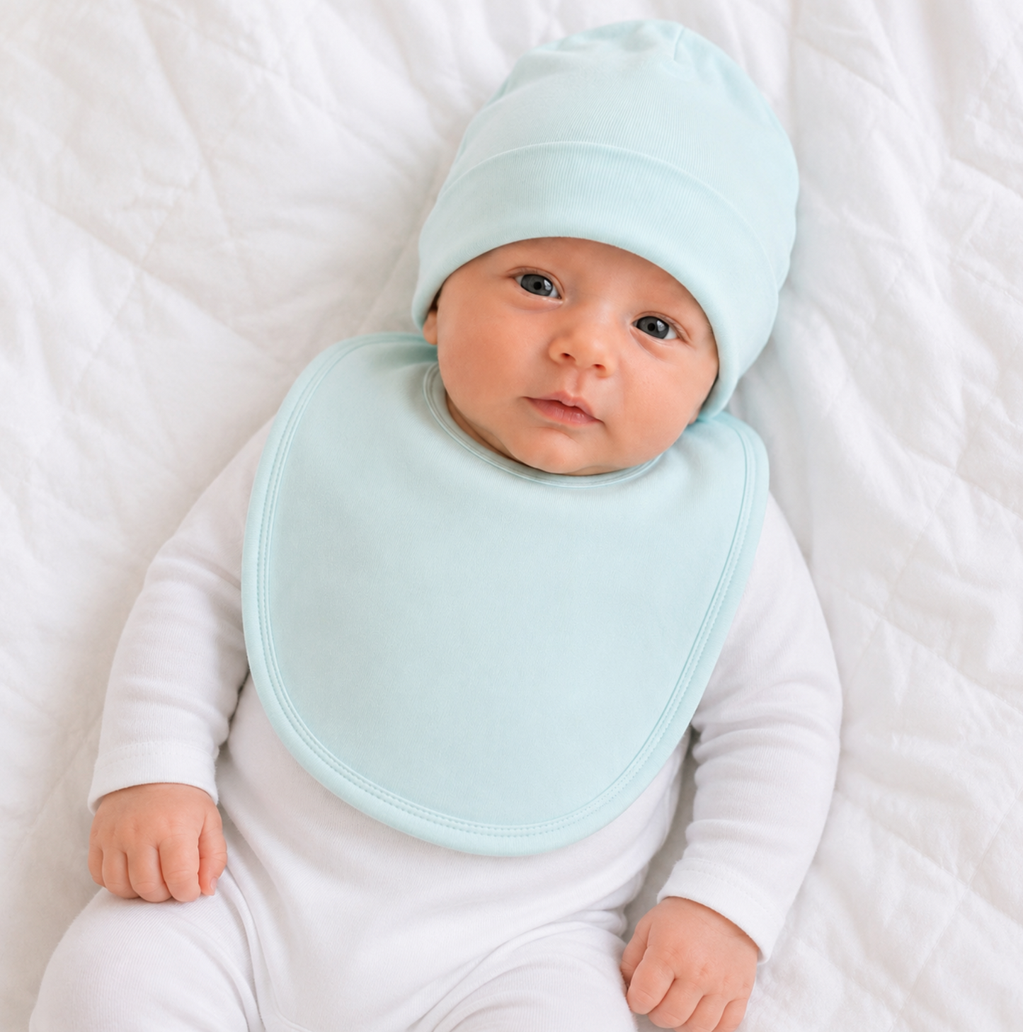 Newborn Deluxe Essentials Gift Set - 2 Bibs, 2 Hats & Mittens