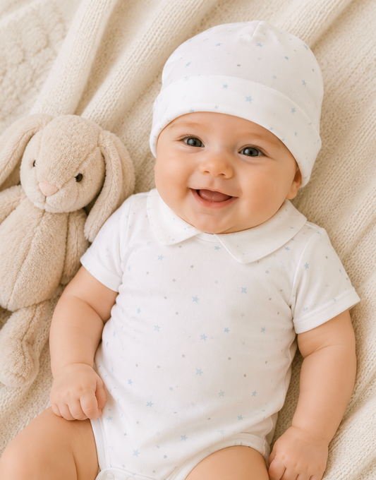 Stars Newborn Hat in Pima Cotton