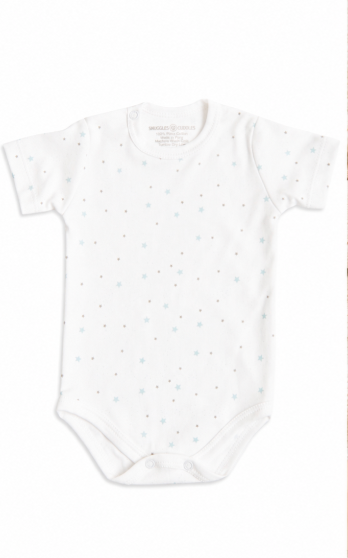 Stars Short Sleeve Bodysuit in 100% Pima Cotton