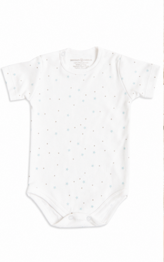 Stars Short Sleeve Bodysuit in 100% Pima Cotton