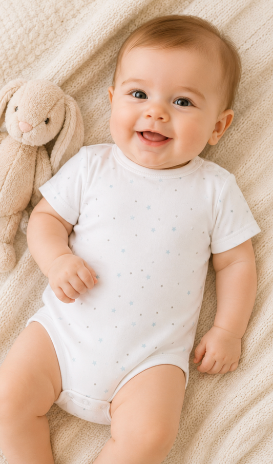 Stars Short Sleeve Bodysuit in 100% Pima Cotton