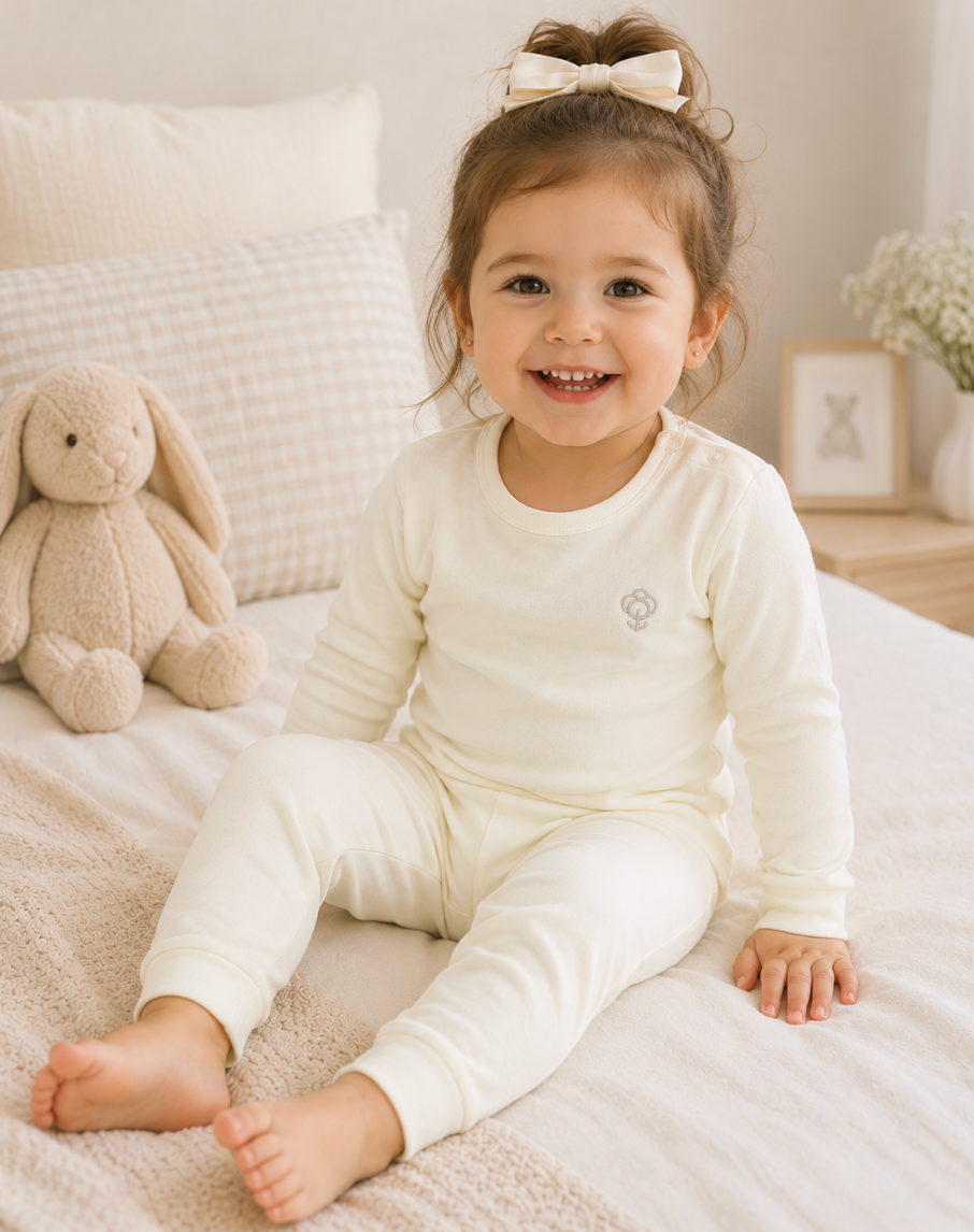 Cream Pajama Set in Organic Pima Cotton