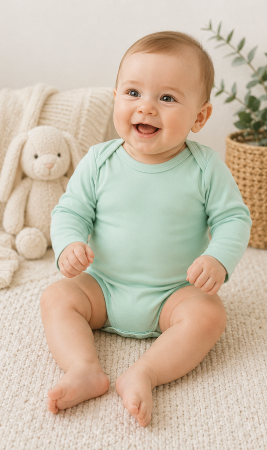 Mint Long Sleeve Onesie 100% Pima Cotton