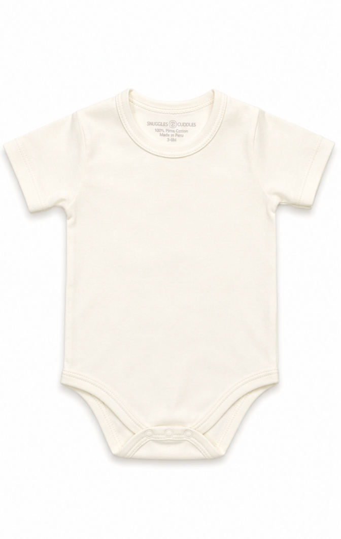 Ivory Short Sleeve Bodysuit in Pima Cotton