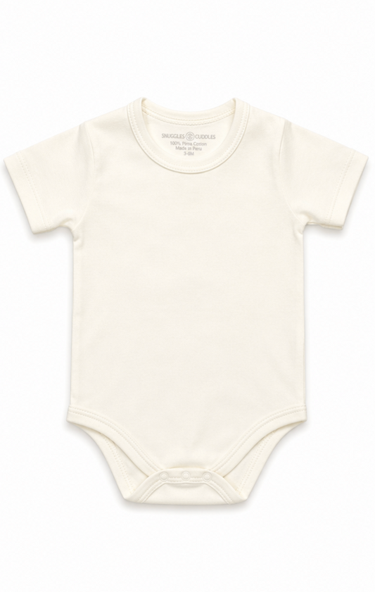 Ivory Short Sleeve Bodysuit in Pima Cotton
