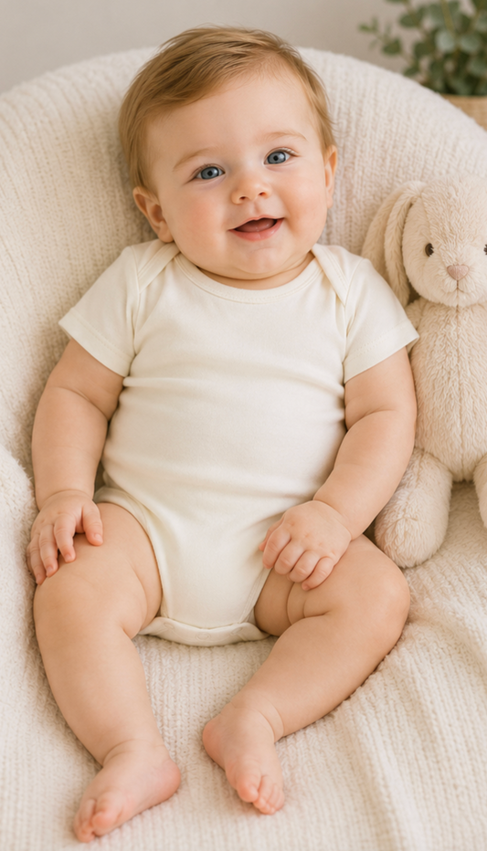 Ivory Short Sleeve Bodysuit in Pima Cotton