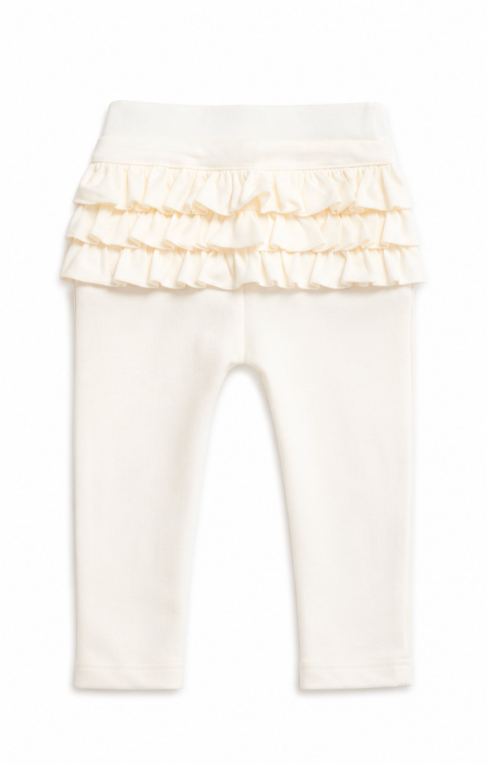 Cream Ruffle Pants - Pima Cotton