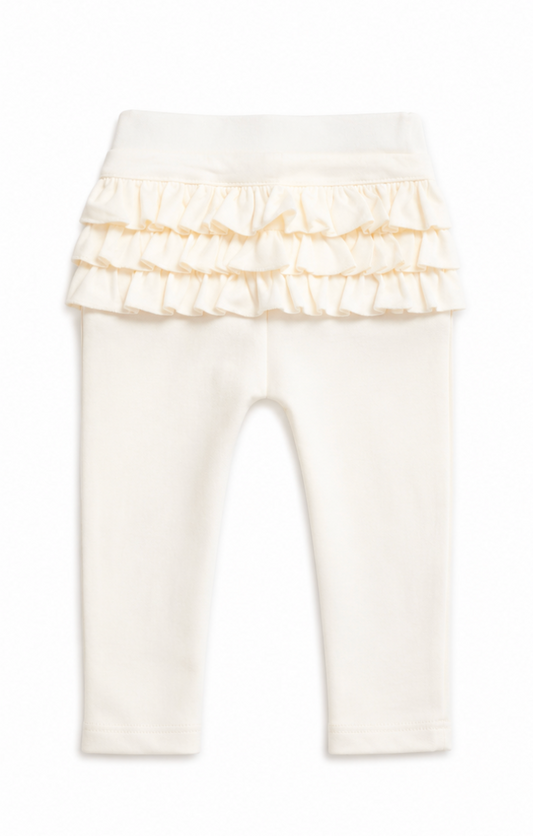 Cream Ruffle Pants - Pima Cotton