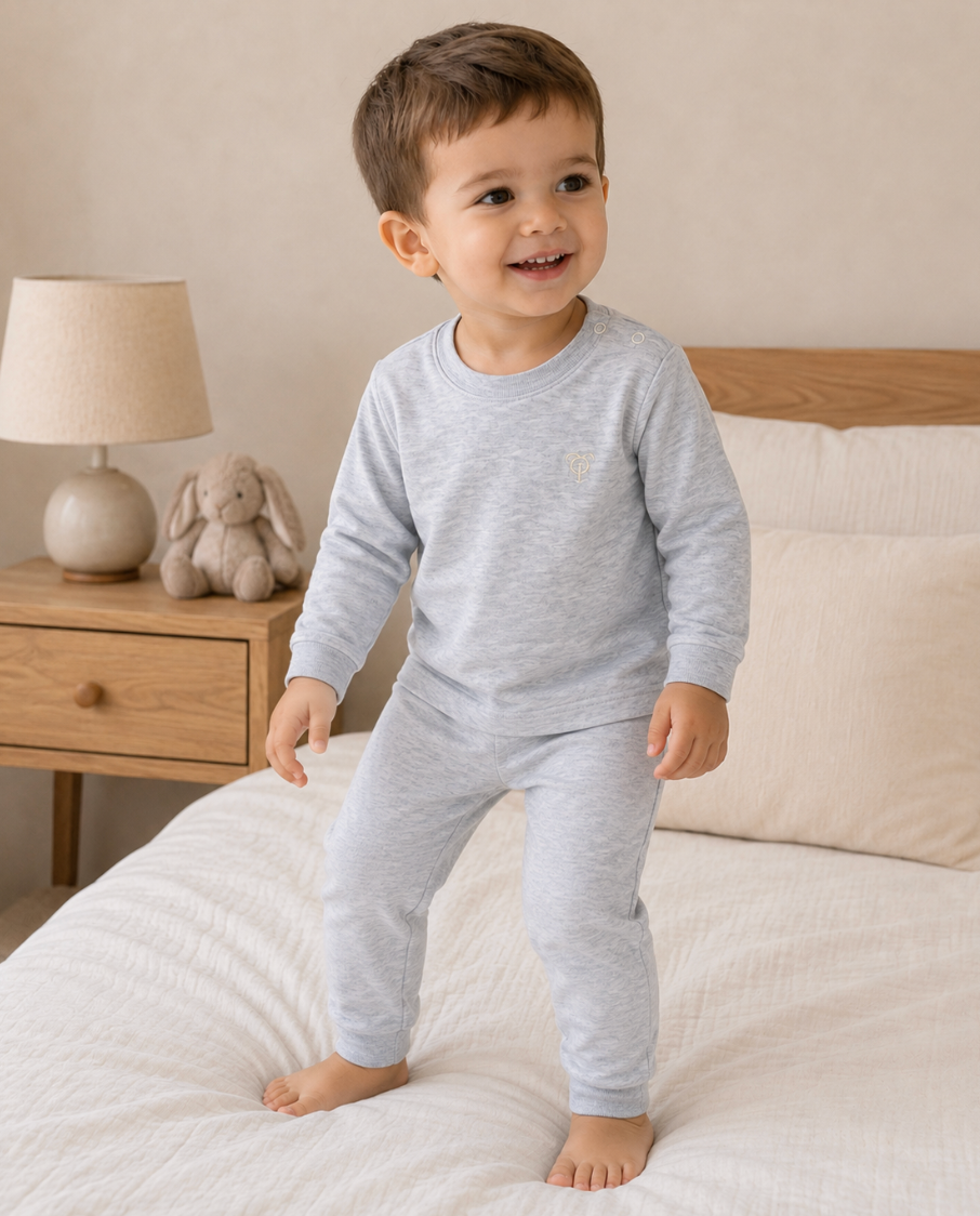 Boy Grey Pajama Set in Pima Cotton