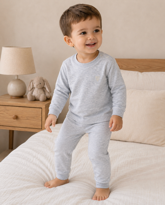 Boy Grey Pajama Set in Pima Cotton